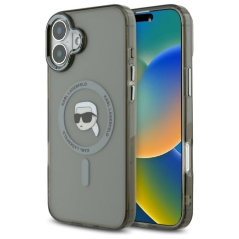 Karl Lagerfeld IML Metal Karl Head MagSafe - Etui iPhone 16 Plus (czarny) Karl Lagerfeld IML Metal Karl Head MagSafe - Etui iPhone 16 Plus (czarny)