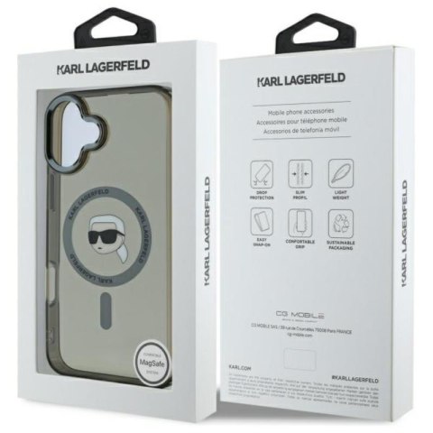 Karl Lagerfeld IML Metal Karl Head MagSafe - Etui iPhone 16 Plus (czarny) Karl Lagerfeld IML Metal Karl Head MagSafe - Etui iPhone 16 Plus (czarny)