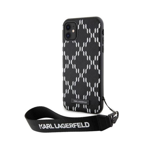 Karl Lagerfeld Monogram Losange Saffiano - Etui ze smyczką iPhone 11 (Czarny) Karl Lagerfeld Monogram Losange Saffiano - Etui ze smyczką iPhone 11 (Czarny)