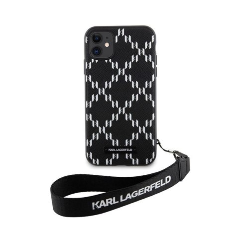 Karl Lagerfeld Monogram Losange Saffiano - Etui ze smyczką iPhone 11 (Czarny) Karl Lagerfeld Monogram Losange Saffiano - Etui ze smyczką iPhone 11 (Czarny)