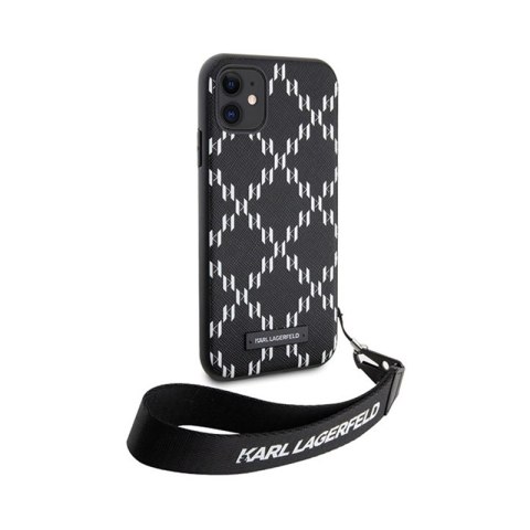 Karl Lagerfeld Monogram Losange Saffiano - Etui ze smyczką iPhone 11 (Czarny) Karl Lagerfeld Monogram Losange Saffiano - Etui ze smyczką iPhone 11 (Czarny)