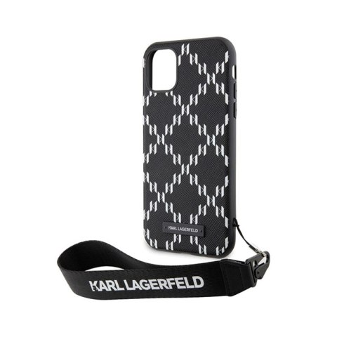 Karl Lagerfeld Monogram Losange Saffiano - Etui ze smyczką iPhone 11 (Czarny) Karl Lagerfeld Monogram Losange Saffiano - Etui ze smyczką iPhone 11 (Czarny)