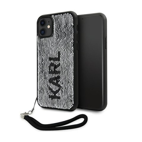 Karl Lagerfeld Sequins Cord - Etui ze smyczką iPhone 11 (Srebrny) Karl Lagerfeld Sequins Cord - Etui ze smyczką iPhone 11 (Srebrny)