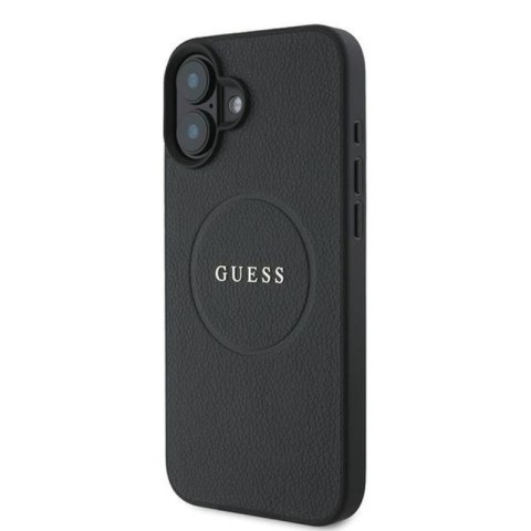Guess Grained Ring MagSafe - Etui iPhone 16 Plus (czarny) Guess Grained Ring MagSafe - Etui iPhone 16 Plus (czarny)