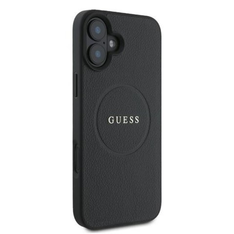 Guess Grained Ring MagSafe - Etui iPhone 16 Plus (czarny) Guess Grained Ring MagSafe - Etui iPhone 16 Plus (czarny)