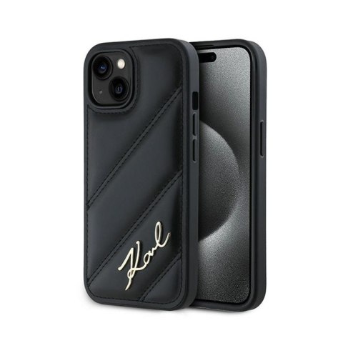 Karl Lagerfeld Diagonal Quilted Script - Etui iPhone 15 / 14 / 13 (czarny) Karl Lagerfeld Diagonal Quilted Script - Etui iPhone 15 / 14 / 13 (czarny)