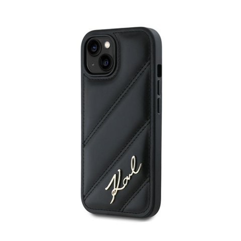 Karl Lagerfeld Diagonal Quilted Script - Etui iPhone 15 / 14 / 13 (czarny) Karl Lagerfeld Diagonal Quilted Script - Etui iPhone 15 / 14 / 13 (czarny)