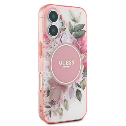 Guess IML Flower & Tonal Circle MagSafe - Etui iPhone 16 (różowy) Guess IML Flower & Tonal Circle MagSafe - Etui iPhone 16 (różowy)