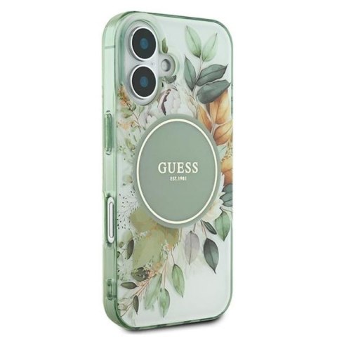 Guess IML Flower & Tonal Circle MagSafe - Etui iPhone 16 (zielony) Guess IML Flower & Tonal Circle MagSafe - Etui iPhone 16 (zielony)