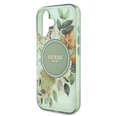 Guess IML Flower & Tonal Circle MagSafe - Etui iPhone 16 (zielony) Guess IML Flower & Tonal Circle MagSafe - Etui iPhone 16 (zielony)