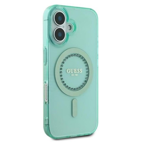 Guess IML Rhinestones MagSafe - Etui iPhone 16 (zielony) Guess IML Rhinestones MagSafe - Etui iPhone 16 (zielony)