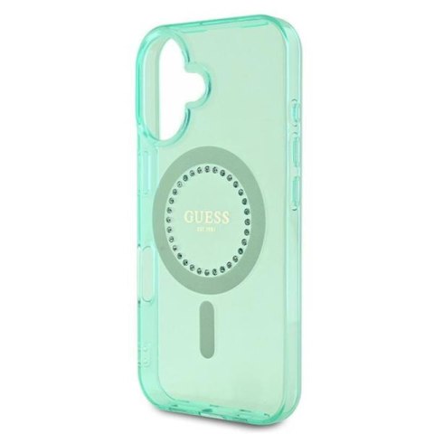 Guess IML Rhinestones MagSafe - Etui iPhone 16 (zielony) Guess IML Rhinestones MagSafe - Etui iPhone 16 (zielony)