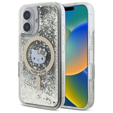 Hello Kitty Liquid Glitter Fever MagSafe - Etui iPhone 16 (czarny / złoty) Hello Kitty Liquid Glitter Fever MagSafe - Etui iPhone 16 (czarny / złoty)