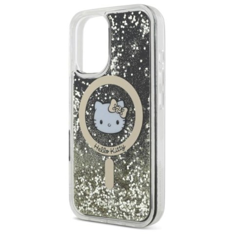 Hello Kitty Liquid Glitter Fever MagSafe - Etui iPhone 16 (czarny / złoty) Hello Kitty Liquid Glitter Fever MagSafe - Etui iPhone 16 (czarny / złoty)