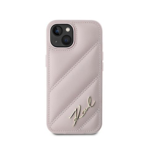Karl Lagerfeld Diagonal Quilted Script - Etui iPhone 15 Plus / 14 Plus (różowy) Karl Lagerfeld Diagonal Quilted Script - Etui iPhone 15 Plus / 14 Plus (różowy)