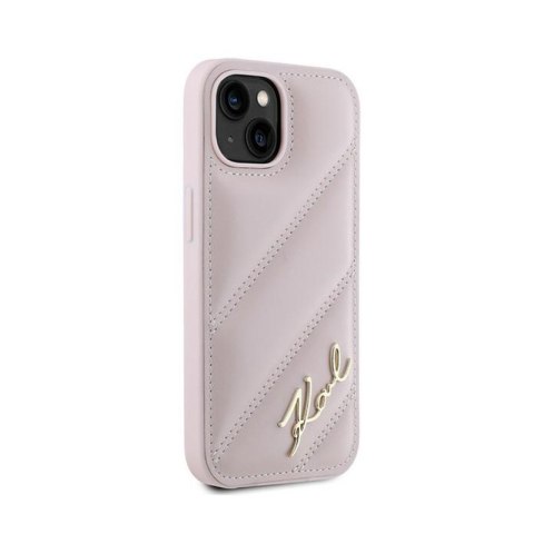 Karl Lagerfeld Diagonal Quilted Script - Etui iPhone 15 Plus / 14 Plus (różowy) Karl Lagerfeld Diagonal Quilted Script - Etui iPhone 15 Plus / 14 Plus (różowy)