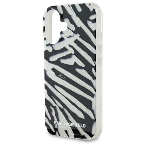 Karl Lagerfeld IML Zebra Pattern & Cord - Etui iPhone 16 (czarny) Karl Lagerfeld IML Zebra Pattern & Cord - Etui iPhone 16 (czarny)
