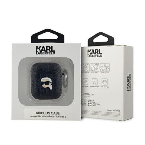 Karl Lagerfeld Monogram Karl Head - Etui AirPods 1/2 gen (czarny) Karl Lagerfeld Monogram Karl Head - Etui AirPods 1/2 gen (czarny)