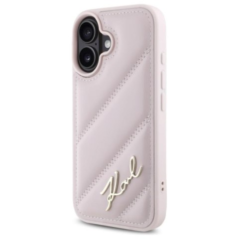 Karl Lagerfeld Quilted Signature - Etui iPhone 16 (różowy) Karl Lagerfeld Quilted Signature - Etui iPhone 16 (różowy)