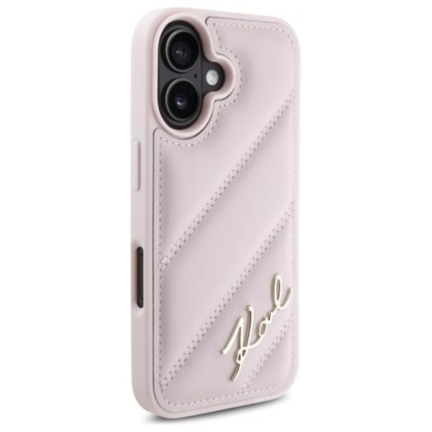Karl Lagerfeld Quilted Signature - Etui iPhone 16 (różowy) Karl Lagerfeld Quilted Signature - Etui iPhone 16 (różowy)