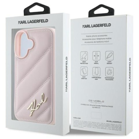 Karl Lagerfeld Quilted Signature - Etui iPhone 16 (różowy) Karl Lagerfeld Quilted Signature - Etui iPhone 16 (różowy)