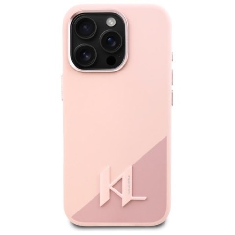 Karl Lagerfeld Silicone Shadow Metal Initial MagSafe - Etui iPhone 16 Pro (różowy) Karl Lagerfeld Silicone Shadow Metal Initial MagSafe - Etui iPhone 16 Pro (różowy)