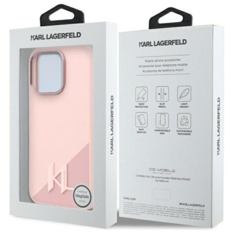 Karl Lagerfeld Silicone Shadow Metal Initial MagSafe - Etui iPhone 16 Pro (różowy) Karl Lagerfeld Silicone Shadow Metal Initial MagSafe - Etui iPhone 16 Pro (różowy)