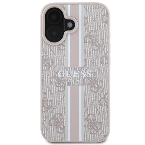 Guess 4G Printed Stripes MagSafe - Etui iPhone 16 (różowy) Guess 4G Printed Stripes MagSafe - Etui iPhone 16 (różowy)