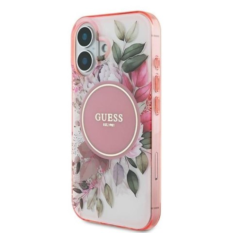 Guess IML Flower & Tonal Circle MagSafe - Etui iPhone 16 Plus (różowy) Guess IML Flower & Tonal Circle MagSafe - Etui iPhone 16 Plus (różowy)