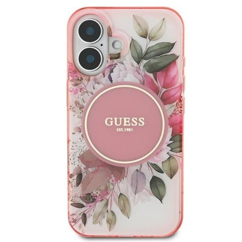 Guess IML Flower & Tonal Circle MagSafe - Etui iPhone 16 Plus (różowy) Guess IML Flower & Tonal Circle MagSafe - Etui iPhone 16 Plus (różowy)