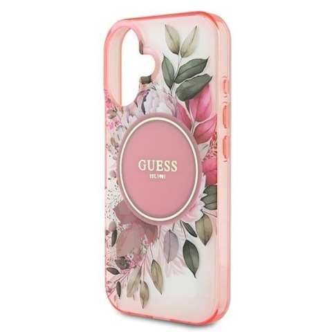 Guess IML Flower & Tonal Circle MagSafe - Etui iPhone 16 Plus (różowy) Guess IML Flower & Tonal Circle MagSafe - Etui iPhone 16 Plus (różowy)