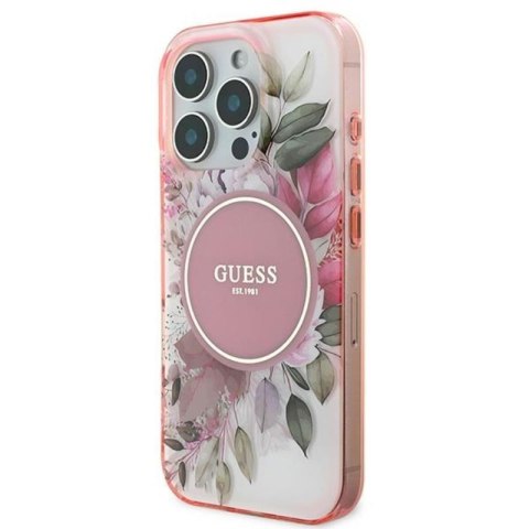 Guess IML Flower & Tonal Circle MagSafe - Etui iPhone 16 Pro (różowy) Guess IML Flower & Tonal Circle MagSafe - Etui iPhone 16 Pro (różowy)
