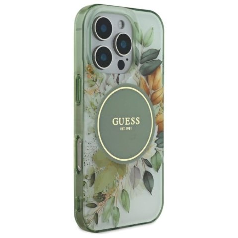 Guess IML Flower & Tonal Circle MagSafe - Etui iPhone 16 Pro (zielony) Guess IML Flower & Tonal Circle MagSafe - Etui iPhone 16 Pro (zielony)