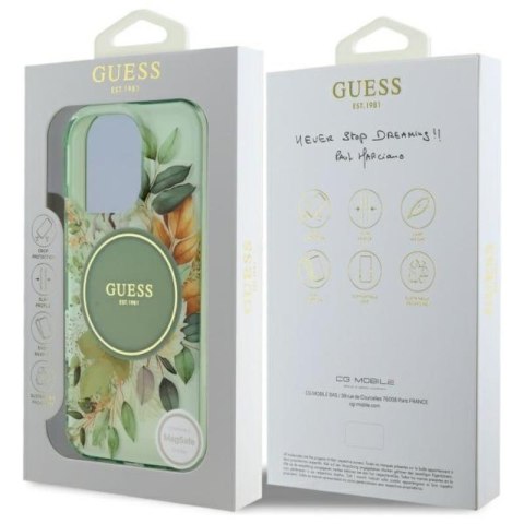 Guess IML Flower & Tonal Circle MagSafe - Etui iPhone 16 Pro (zielony) Guess IML Flower & Tonal Circle MagSafe - Etui iPhone 16 Pro (zielony)