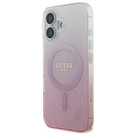 Guess IML Glitter Gradient MagSafe - Etui iPhone 16 (różowy) Guess IML Glitter Gradient MagSafe - Etui iPhone 16 (różowy)