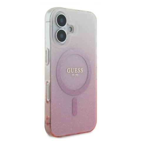 Guess IML Glitter Gradient MagSafe - Etui iPhone 16 (różowy) Guess IML Glitter Gradient MagSafe - Etui iPhone 16 (różowy)