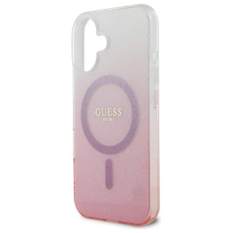 Guess IML Glitter Gradient MagSafe - Etui iPhone 16 (różowy) Guess IML Glitter Gradient MagSafe - Etui iPhone 16 (różowy)