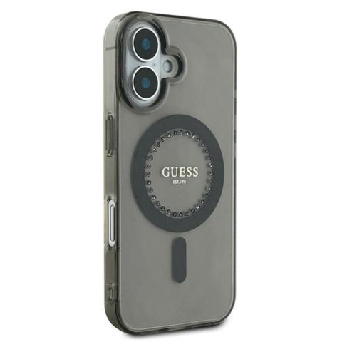 Guess IML Rhinestones MagSafe - Etui iPhone 16 Plus (czarny) Guess IML Rhinestones MagSafe - Etui iPhone 16 Plus (czarny)