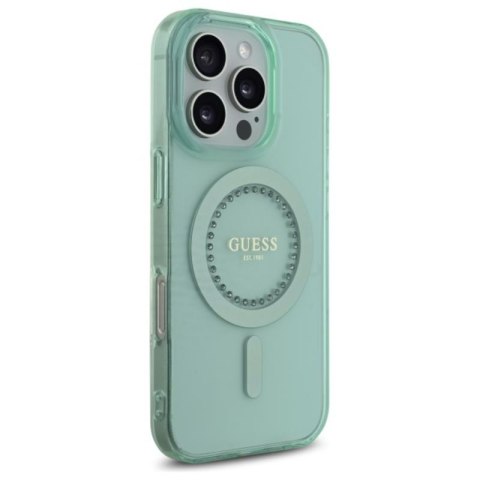 Guess IML Rhinestones MagSafe - Etui iPhone 16 Pro Max (zielony) Guess IML Rhinestones MagSafe - Etui iPhone 16 Pro Max (zielony)