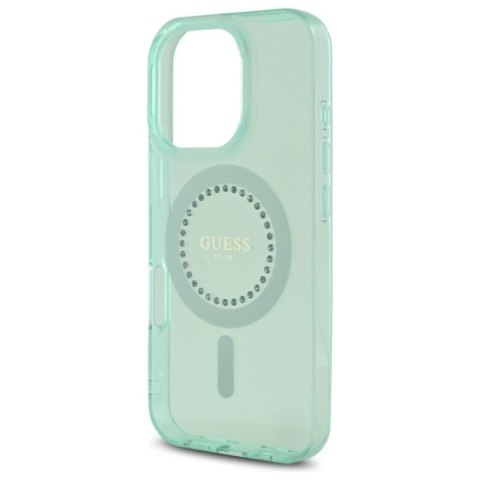 Guess IML Rhinestones MagSafe - Etui iPhone 16 Pro Max (zielony) Guess IML Rhinestones MagSafe - Etui iPhone 16 Pro Max (zielony)