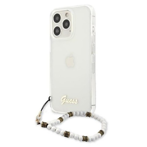 Guess White Pearl Strap - Etui iPhone 13 Pro (przezroczysty) Guess White Pearl Strap - Etui iPhone 13 Pro (przezroczysty)