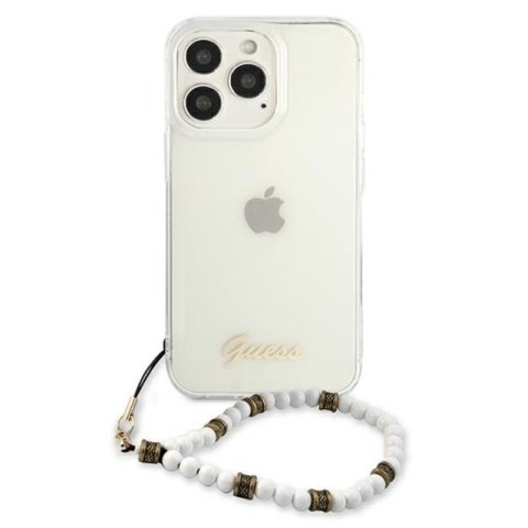 Guess White Pearl Strap - Etui iPhone 13 Pro (przezroczysty) Guess White Pearl Strap - Etui iPhone 13 Pro (przezroczysty)