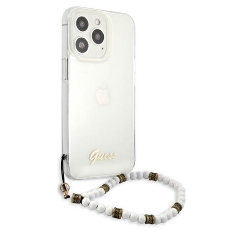 Guess White Pearl Strap - Etui iPhone 13 Pro (przezroczysty) Guess White Pearl Strap - Etui iPhone 13 Pro (przezroczysty)