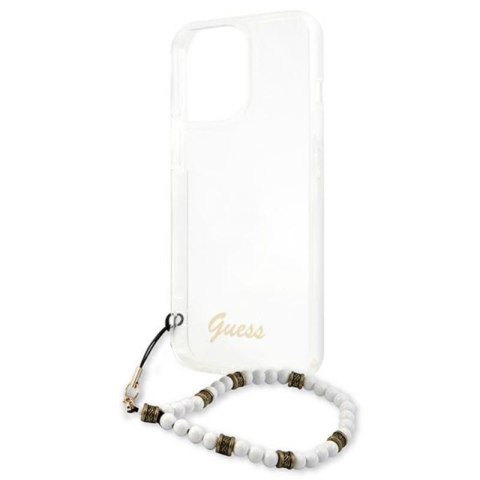Guess White Pearl Strap - Etui iPhone 13 Pro (przezroczysty) Guess White Pearl Strap - Etui iPhone 13 Pro (przezroczysty)