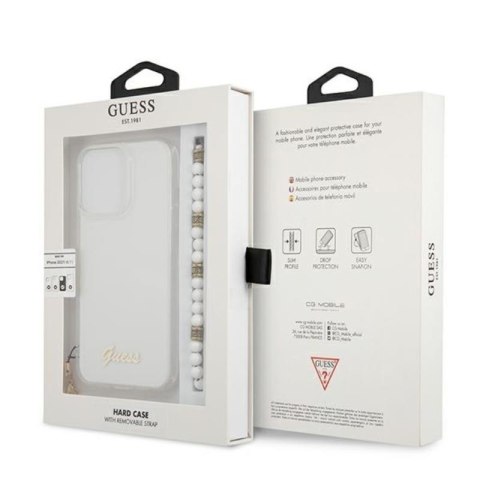 Guess White Pearl Strap - Etui iPhone 13 Pro (przezroczysty) Guess White Pearl Strap - Etui iPhone 13 Pro (przezroczysty)