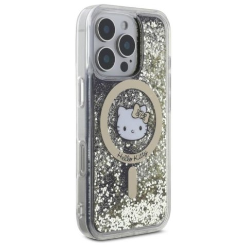 Hello Kitty Liquid Glitter Fever MagSafe - Etui iPhone 16 Pro (czarny / złoty) Hello Kitty Liquid Glitter Fever MagSafe - Etui iPhone 16 Pro (czarny / złoty)