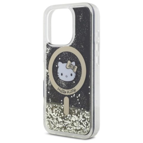 Hello Kitty Liquid Glitter Fever MagSafe - Etui iPhone 16 Pro (czarny / złoty) Hello Kitty Liquid Glitter Fever MagSafe - Etui iPhone 16 Pro (czarny / złoty)