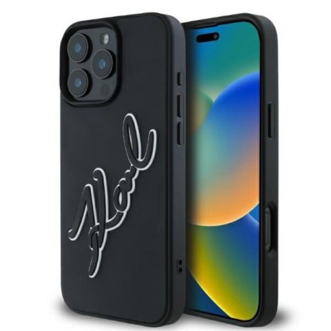 Karl Lagerfeld 3D Rubber Bicolor Signature - Etui iPhone 16 Pro Max (czarny) Karl Lagerfeld 3D Rubber Bicolor Signature - Etui iPhone 16 Pro Max (czarny)