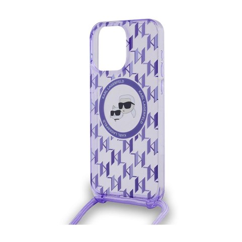 Karl Lagerfeld IML Crossbody Monogram Karl & Choupette Head MagSafe - Etui iPhone 15 Pro Max (fioletowy) Karl Lagerfeld IML Crossbody Monogram Karl & Choupette Head MagSafe - Etui iPhone 15 Pro Max (fioletowy)