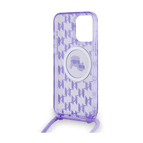 Karl Lagerfeld IML Crossbody Monogram Karl & Choupette Head MagSafe - Etui iPhone 15 Pro Max (fioletowy) Karl Lagerfeld IML Crossbody Monogram Karl & Choupette Head MagSafe - Etui iPhone 15 Pro Max (fioletowy)
